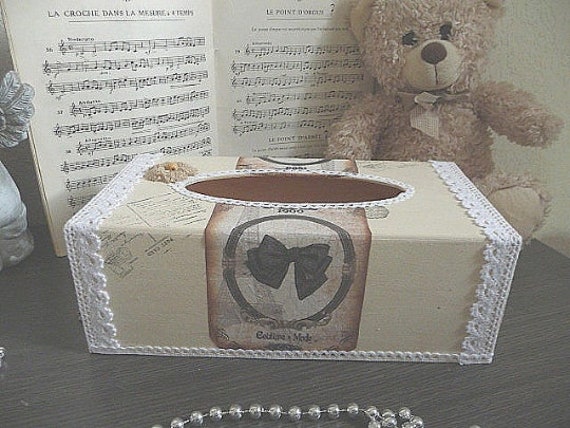 Boite à Mouchoirs Élégance, Boite en Bois, Vintage, Fait Main
