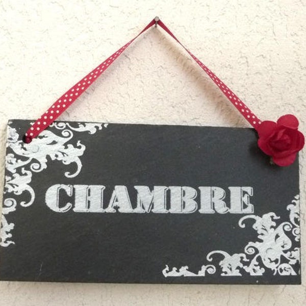 Plaque de porte, chambre , décoration, ardoise, déco de porte, fait main