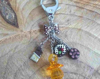 &quot;Lollipop&quot; Taschenanhänger oder Schlüsselanhänger, Geschenk, Süßigkeiten, Strass