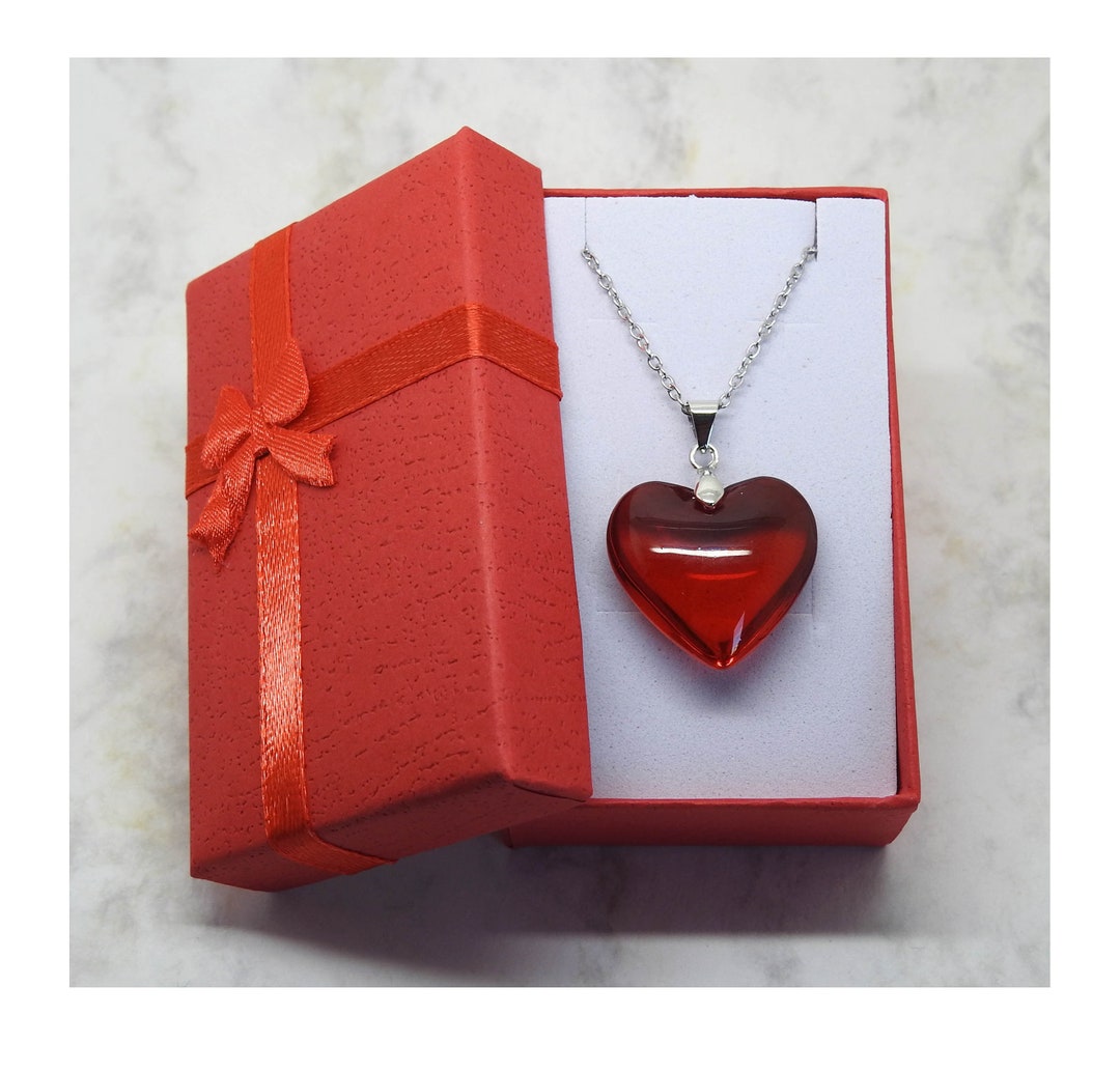 Handmade Scarlet Red Blown Glass Heart Pendant Necklace on - Etsy