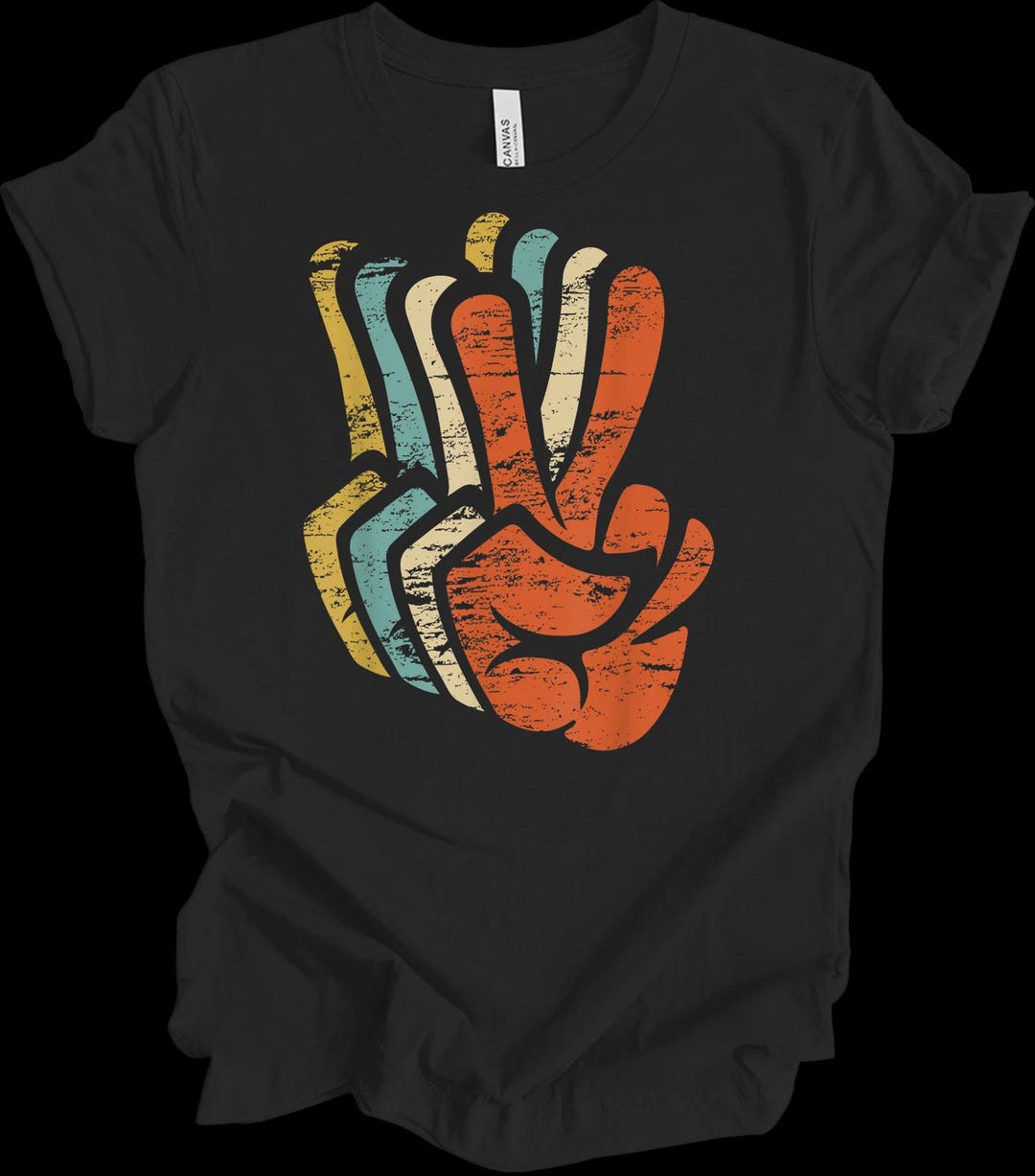 Retro Peace Sign Shirt • Vintage 70s Groovy Hand Symbol Tee