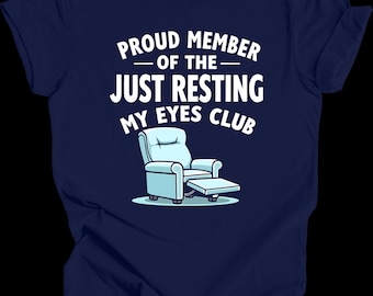 Funny Nap Shirt – Just Resting My Eyes Club Tee – Lazy Dad Gift, Couch Nap Champion, Sarcastic Humor T-Shirt for Men, Sleepy Lounge Wear