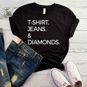 T-Shirts Jeans and Diamonds Unisex Jersey Short Sleeve Tee Diamond Girl T-Shirt | Diamond Life | Diamond Bride | Bride Squad | Jeweler Gift