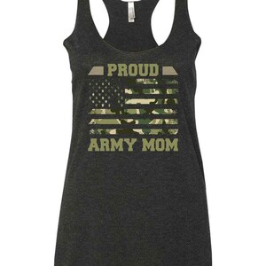 Orgulhosa mãe do exército presentes engraçados para mãe do exército militar bandeira americana vintage racer tan
