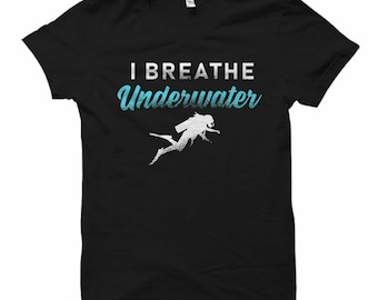 Koszulka unisex I Breathe Underwater - prezent dla nurka, koszulka do nurkowania, koszulka do nurkowania, Vintage Diver, koszulka do nurkowania, koszulka do nurkowania