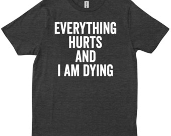 Alles schmerzt Shirt, lustiges Fitnessstudio Zitat T-Shirt, dunkler Humor Workout Shirt, sarkastisches Fitness Geschenk, müde Erschöpft Gym Lover T-Shirt