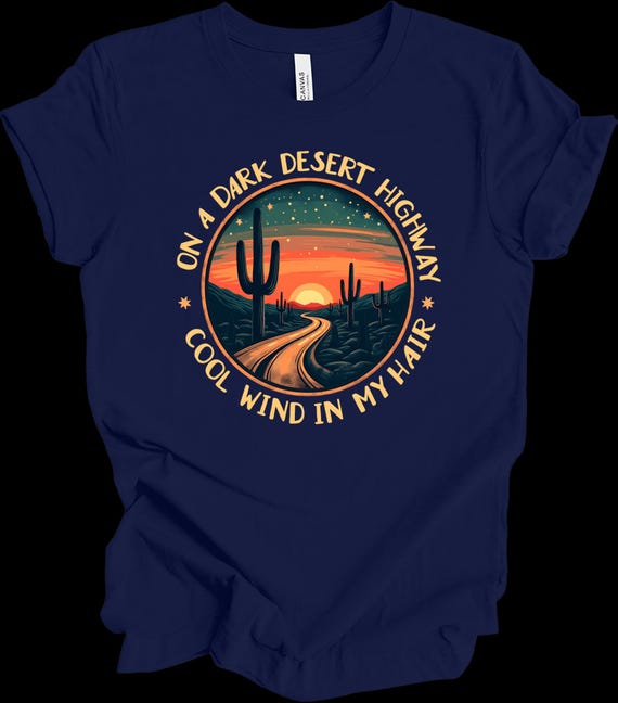 Dark Desert Highway Shirt – Retro Sunset Tee – Cool Wind In My Hair – Western Aesthetic T-Shirt – Cactus Desert Vibes