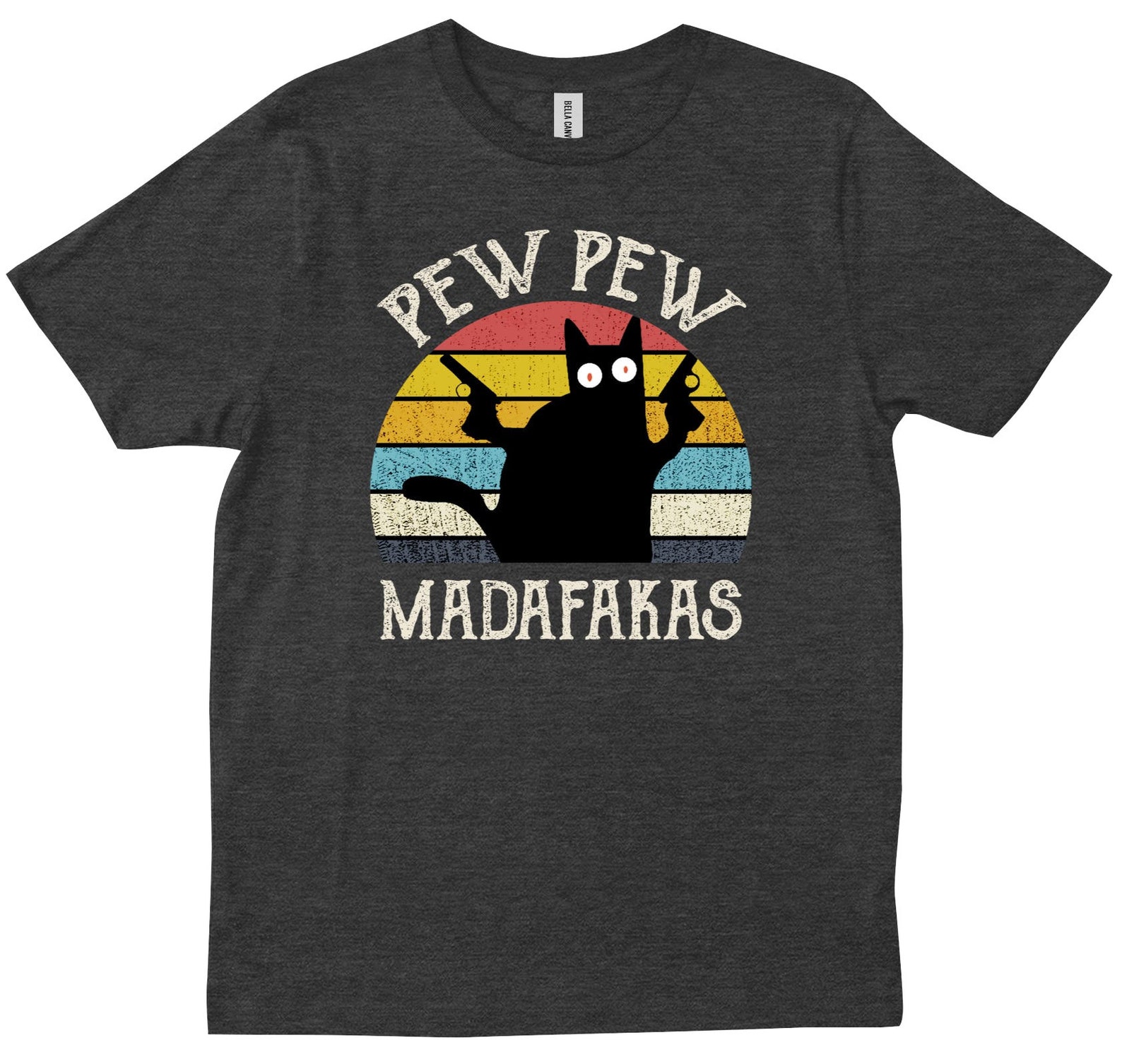 T-shirt Pew Pew Madafakas Funny Gatto Tee Pop Retr&ograve; Vintage