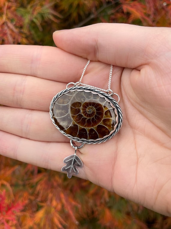 Pendentif Artisan En Argent 925 - Ammonite, Trilobite Et Citrine, Natural