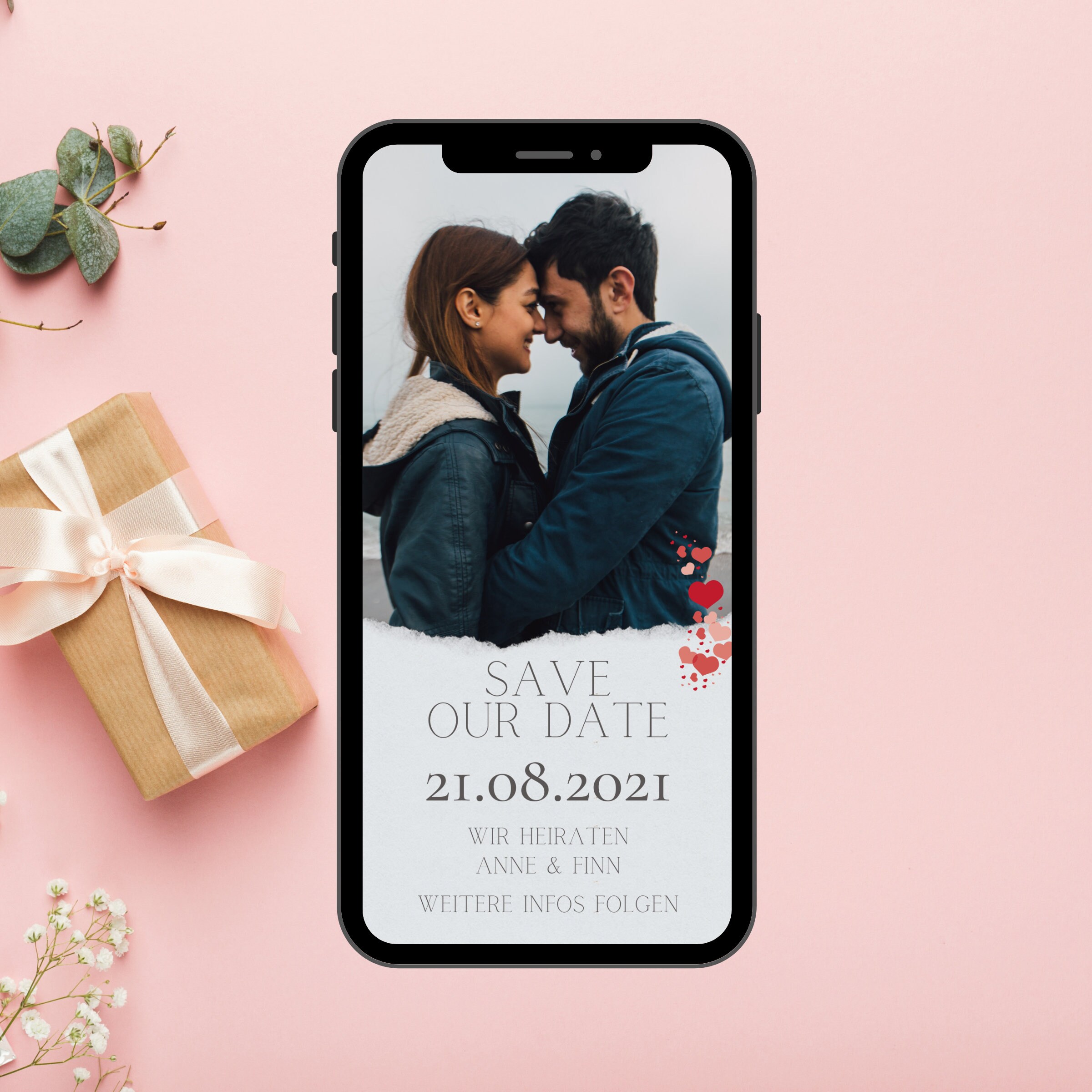 Digitale Save the Date Karte zum versenden WhatsApp Online  Etsy