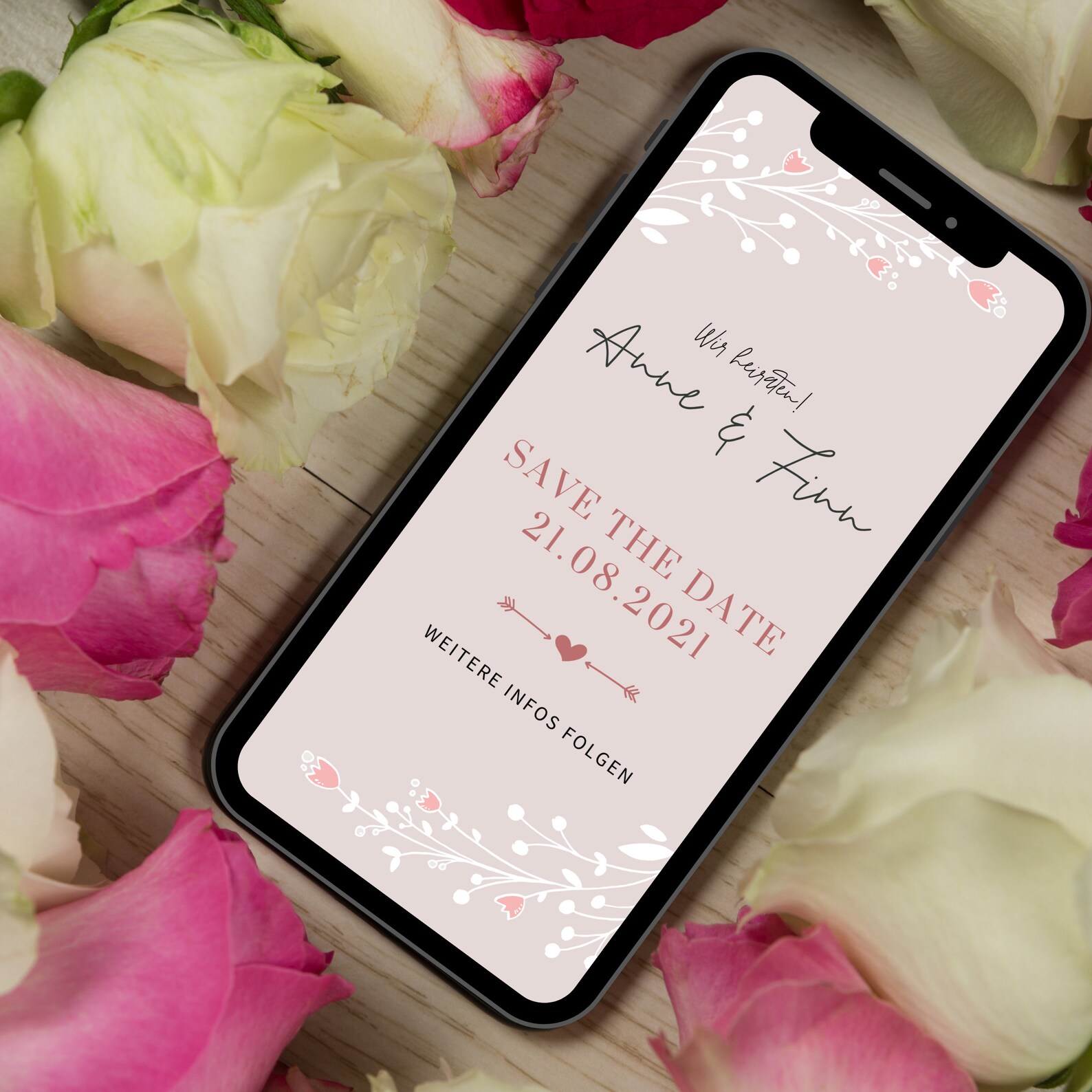 Digitale Save the Date Karte zum versenden WhatsApp Online Etsy