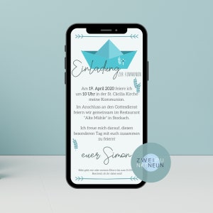 Digitale Einladungskarte Kommunion Konfirmation Ecard Karte Etsy