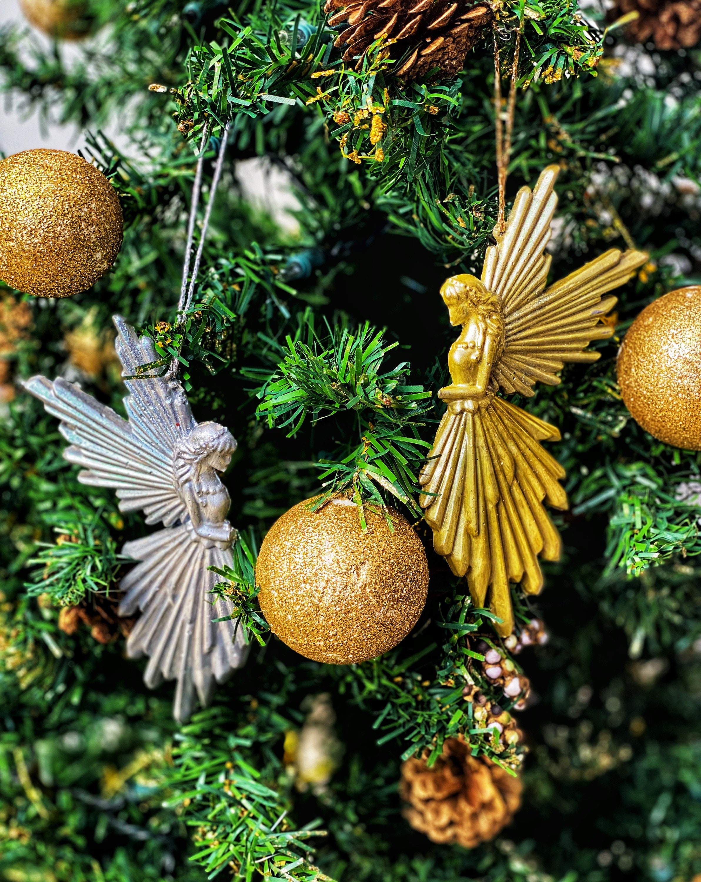 Hiboom, Holiday, Hiboom Metal Christmas Ornament Angel Handpainted W  Twine