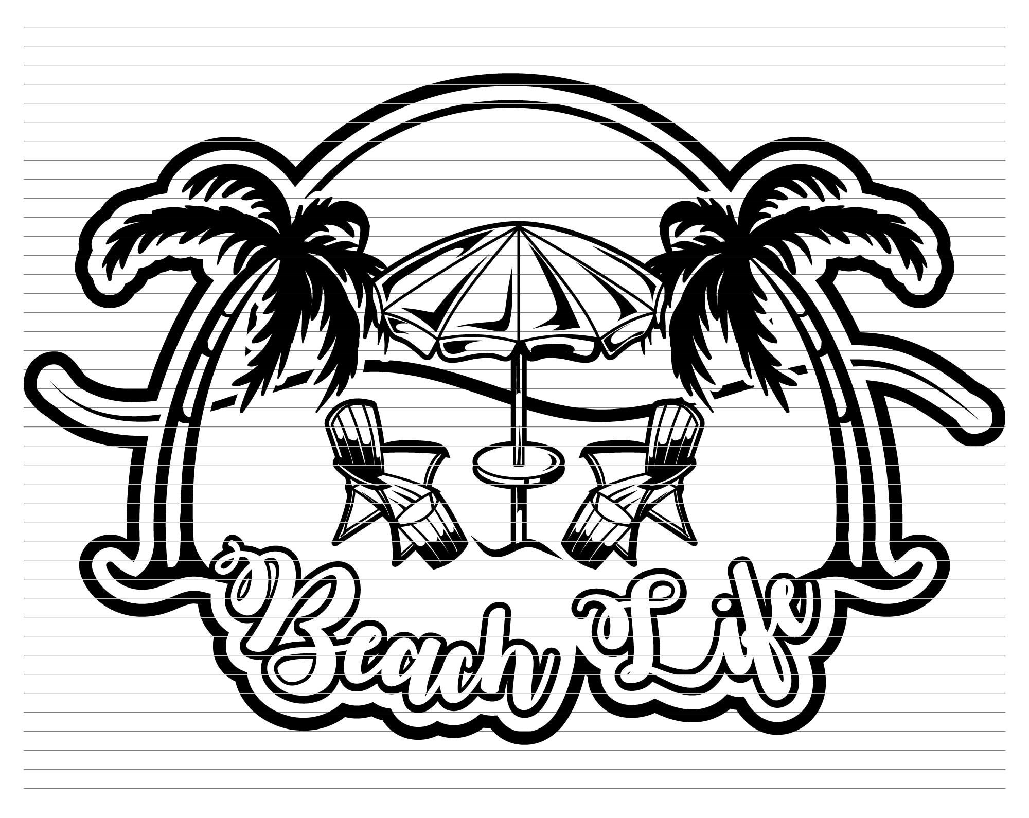 BEACH CHAIR SVG beach life summer palm tree umbrella drink | Etsy