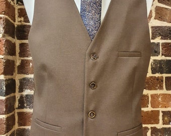 New Mens Waistcoat Brown Formal Wedding or Casual 36" To 46" Chest