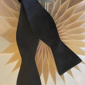 Self Tie Black Silk self paisley Bow Tie mens evening wear Tux
