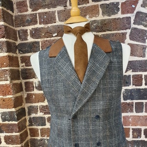 Double Breasted Checked Tweed Waistcoat with a unique back pattern