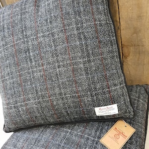 Grey Harris Tweed Woven Cushion cover  100% Pure Wool 16" x 16"