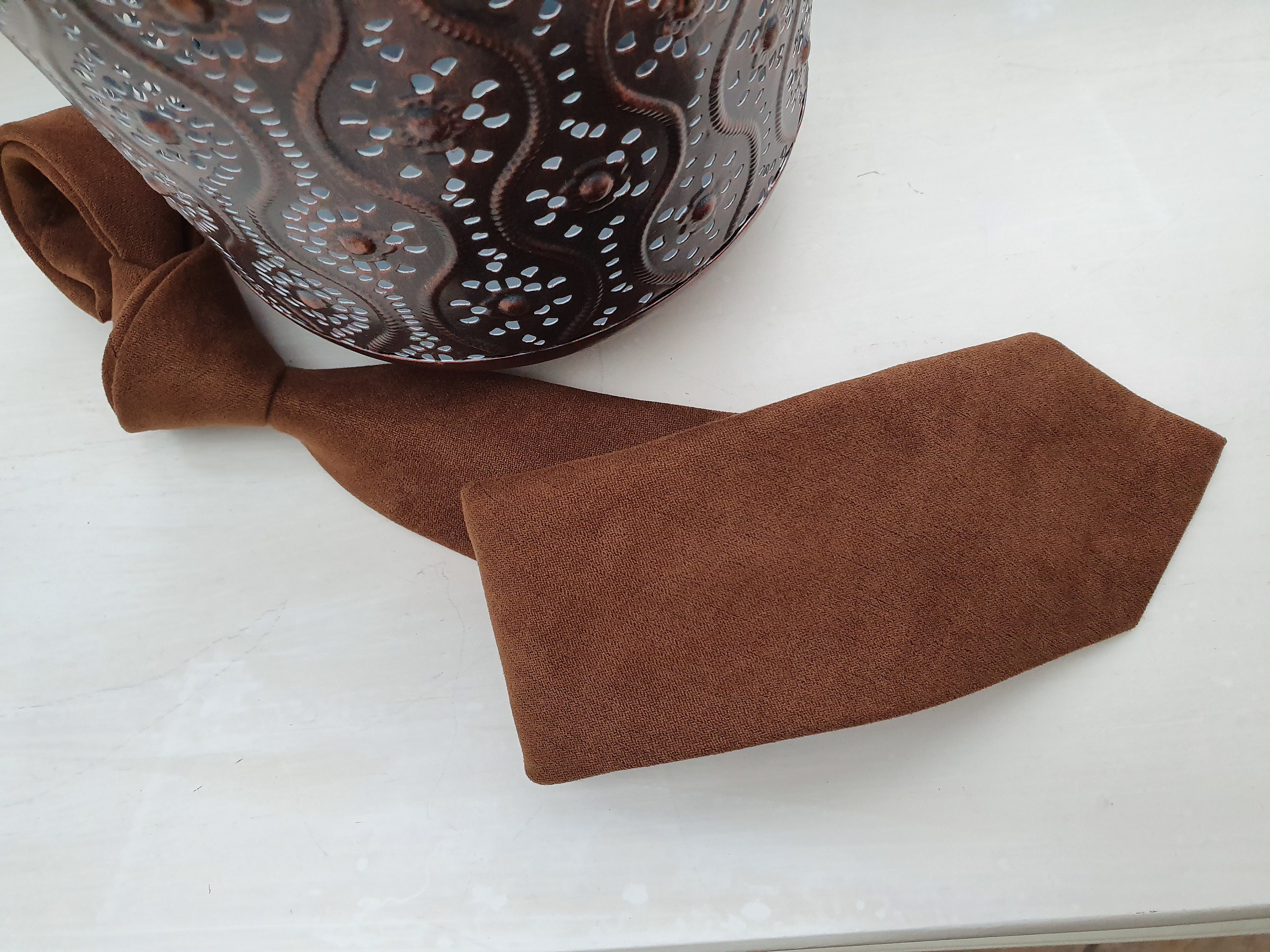 brown suede tie