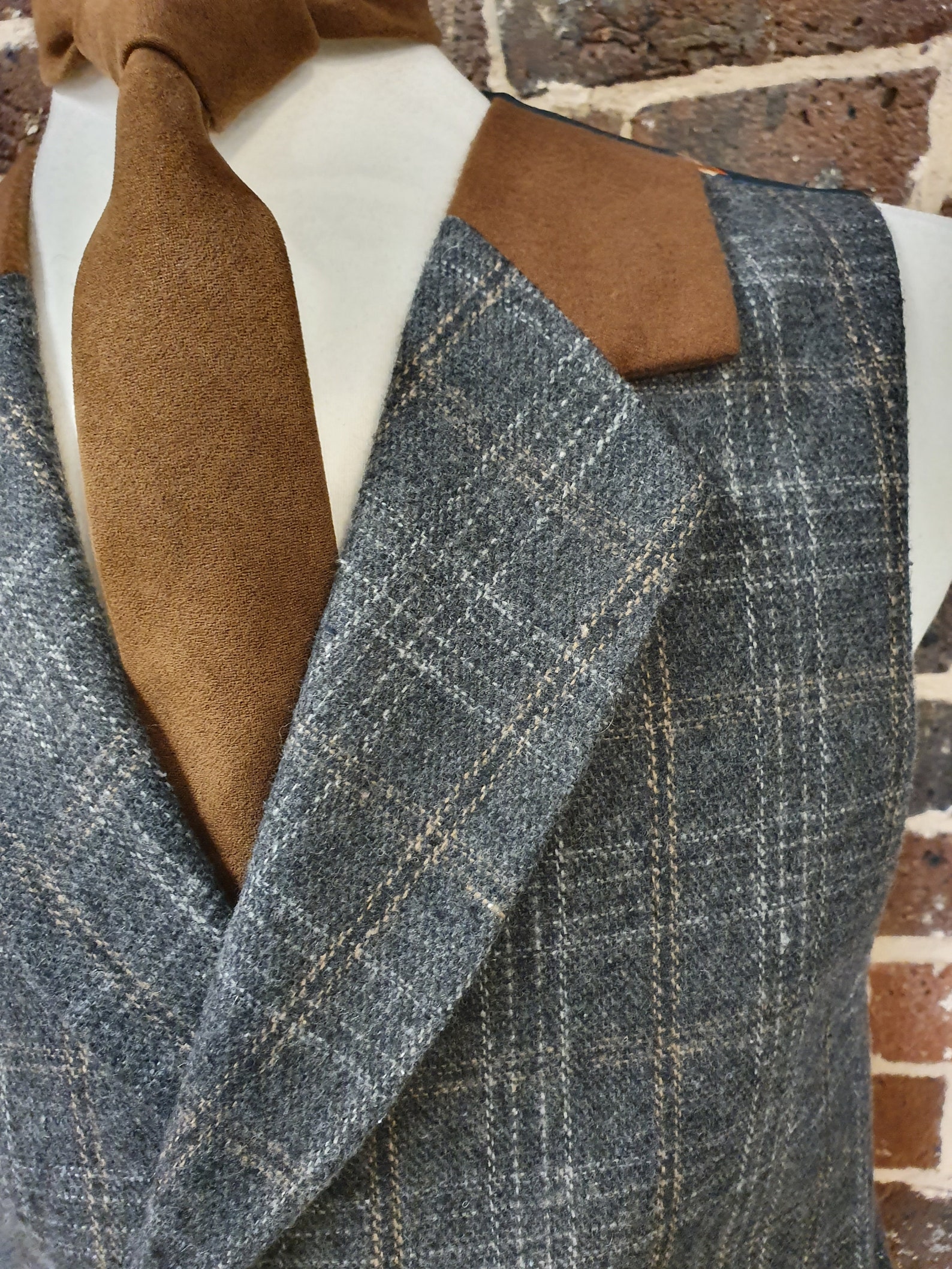 Double Breasted Checked Tweed Waistcoat With a Unique Back Pattern - Etsy