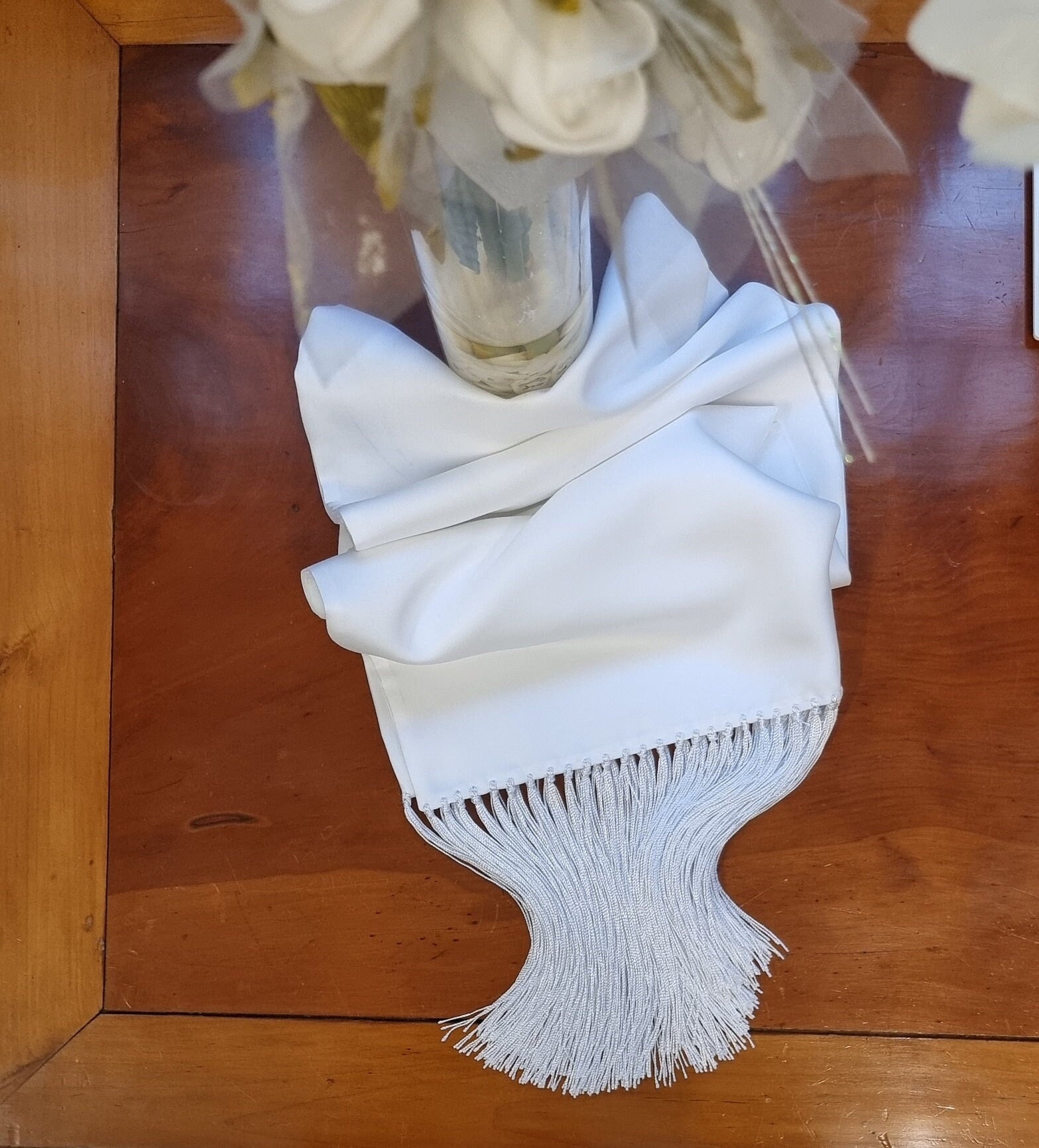 mens white silk dress scarf La Scala