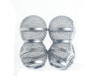 x 4 Replacement Microphone Steel Mesh Grille Heads for Shure SM58,AKG, Sennheiser Microphones