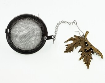 Gold Leaf  Loose Leaf Tea Mesh  Stainless Steel Infuser - Tea Strainer -  Tea Steeper - UK SELLER