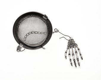 Skeleton Hand Charm - Pendant - Tea Ball  Loose Leaf Tea Mesh  Stainless Steel Infuser - Tea Strainer -  Tea Steeper - UK SELLER