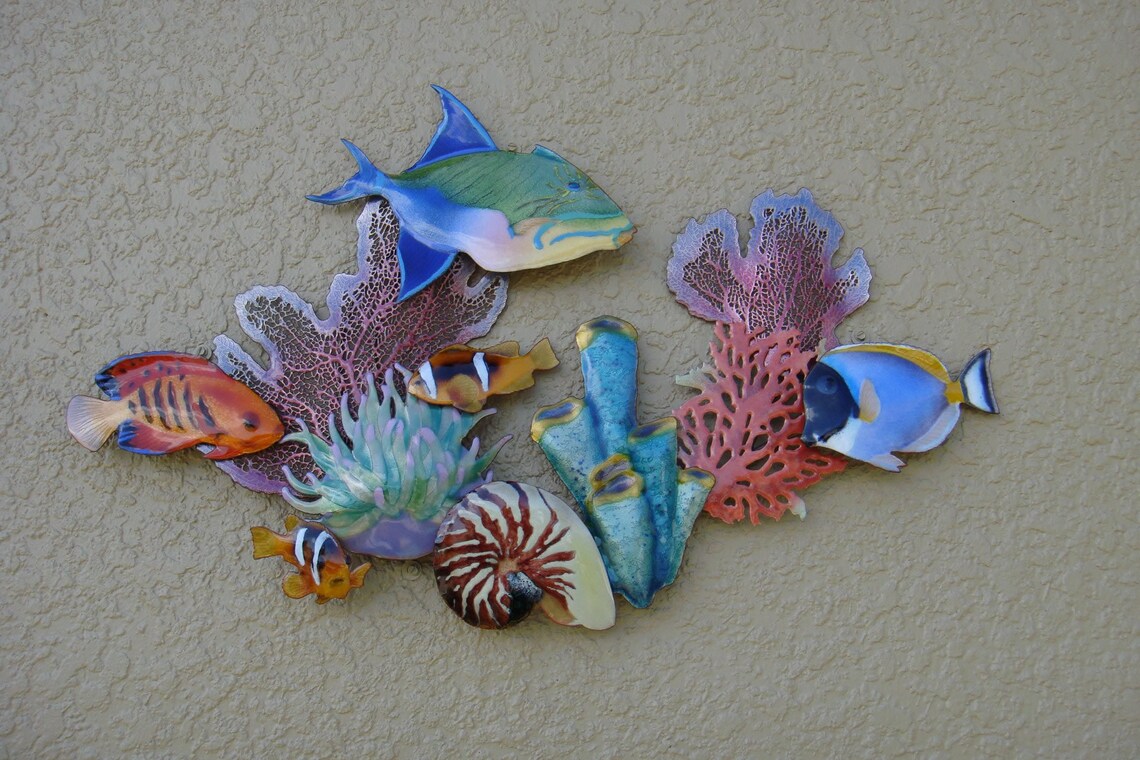 Brilliant Tropical Coral Reef Fish Metal Wall Art Sculpture By Etsy
