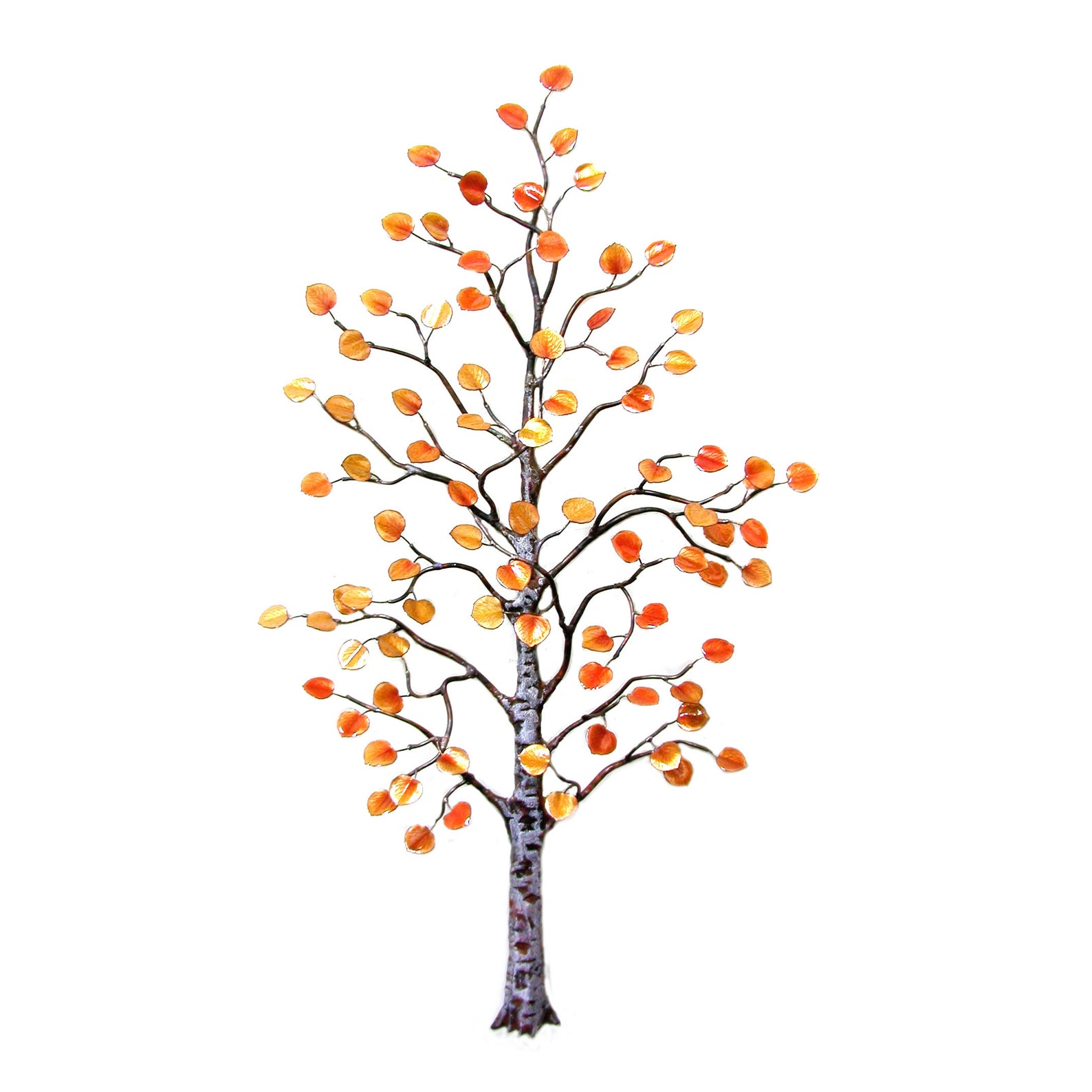 Aspen Tree Metal Art Wall Sculpture With Enameled Leaves by Etsy