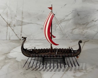 Viking Warrior Ship Art Sculpture