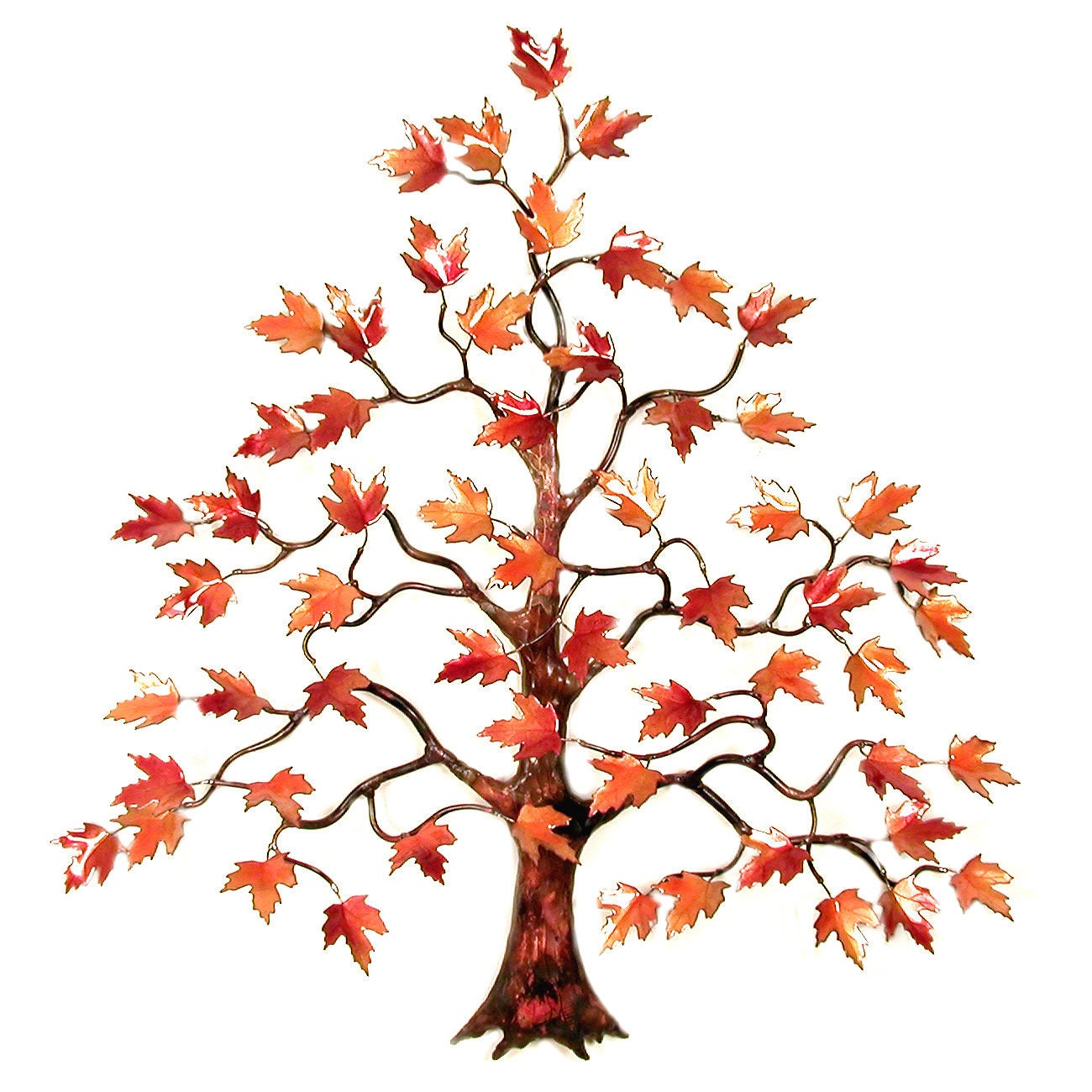 Maple Tree Metal Art Wall Sculpture With Enameled Leaves By Etsy