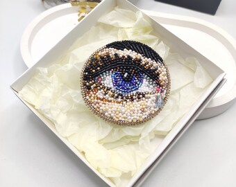 Beaded Evil Eye Brooch: Whimsical Blue Eye Fashion Accent, personalised gift