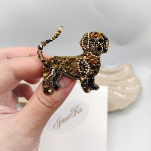 Dachshund Embroidered Brooch, Doxie jewelry, Dog lover gift