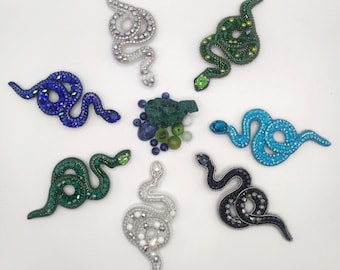 Snake Brooch, Beaded Snake Pin, Crystal Snake Jewelry, Serpent Brooch, Gothic Gift for Her