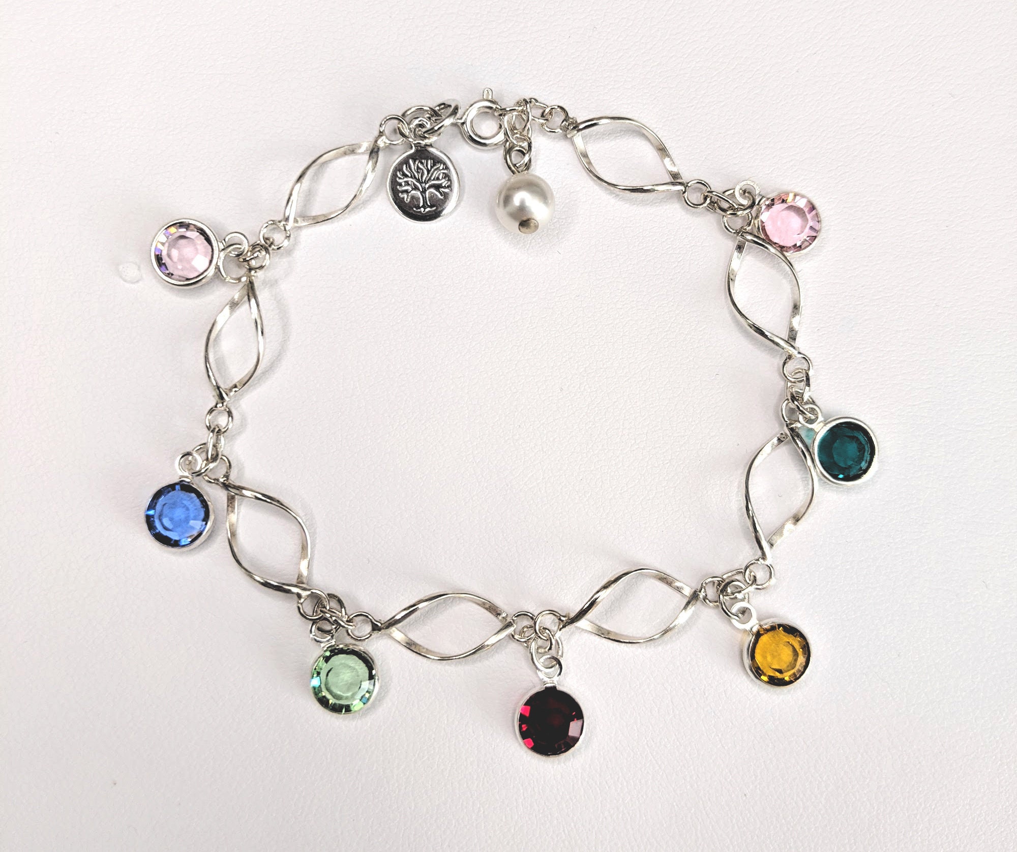 Birthstone Charm Bracelet Sterling Silver Family Bracelet Etsy