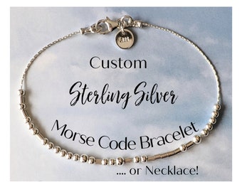 Your Custom Message in Morse Code, Letters or Numbers in Morse Code. Secret Message Bracelet or Necklace, Friend or Bridesmaid Gift