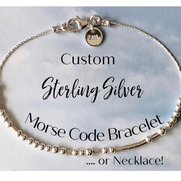 Your Custom Message in Morse Code, Letters or Numbers in Morse Code. Secret Message Bracelet or Necklace, Friend or Bridesmaid Gift