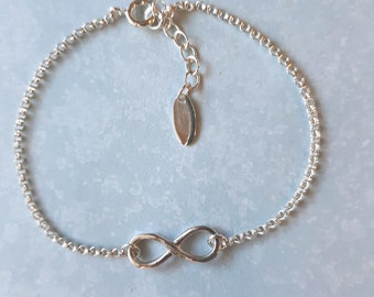 Sterling Silver Infinity Bracelet, Bridesmaid Gift, Great Bracelet For Mom or Grandmother, Friend Bracelet