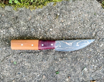 8.5 inch Copper/Steel Damascus, hand-made hidden tang knife