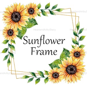 Aquarell Sonnenblume Rahmen Png, digitaler Download