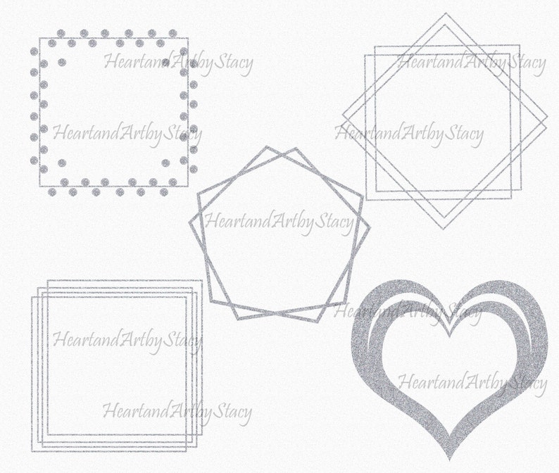 Silver Frames Clipart, Geometric Frames, Digital Frames Png Etsy