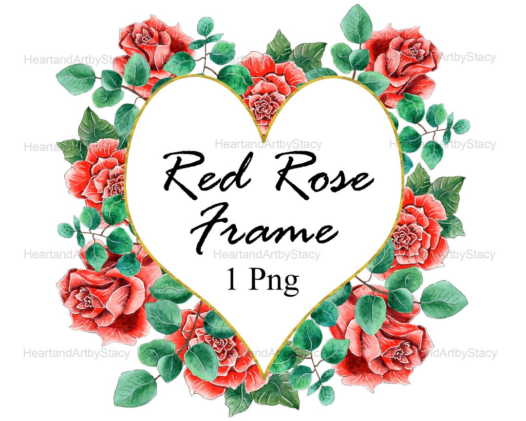 Red Rose Heart Frame Valentines Day Design, Digital Download PNG - Etsy
