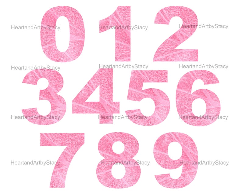 Pink Numbers/drawing Watercolor Numbers Clipart, Cute Pink Numbers, Digital Download Png. - Etsy