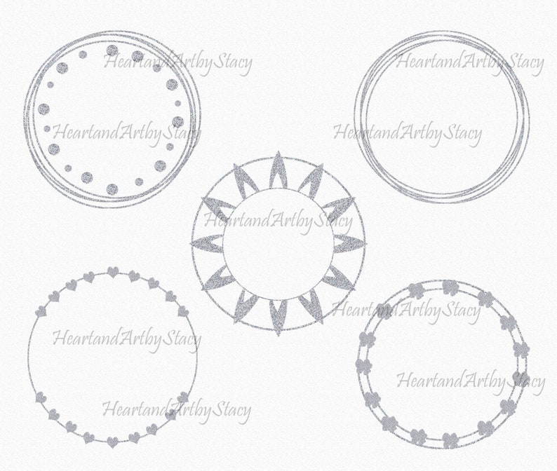 Silver Frames Clipart, Geometric Frames, Digital Frames Png Etsy