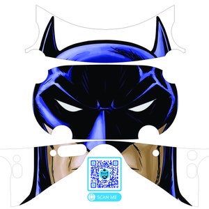 May include: A blue and black Batman graphic with a QR code and the text "SCAN ME" on a white background.