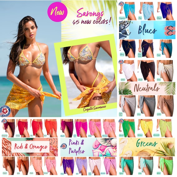 Women's Sarong Wrap Swimwear Cover Ups Skirt Solid Pareo Skirt