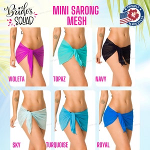Women's Mini Sarong mesh cover up Pareo Cover ups bride bachelorette sarong bathing suit cover up bikini neon beach cover up Coqueta sarong image 3