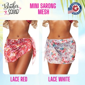 Women's Mini Sarong mesh cover up Pareo Cover ups bride bachelorette sarong bathing suit cover up bikini neon beach cover up Coqueta sarong image 6