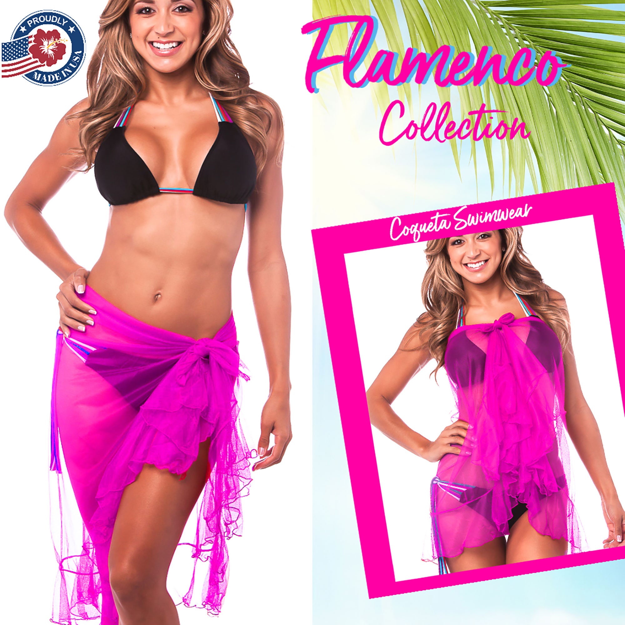 Coqueta FLAMENCO RUFFLES Sarong Swimsuit Cover-up Sheer Mesh See